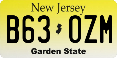 NJ license plate B63OZM