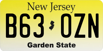 NJ license plate B63OZN