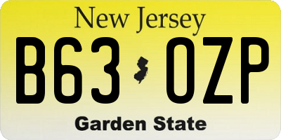 NJ license plate B63OZP