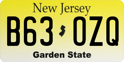 NJ license plate B63OZQ