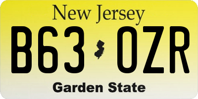 NJ license plate B63OZR