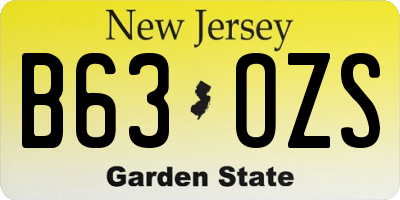 NJ license plate B63OZS
