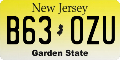 NJ license plate B63OZU