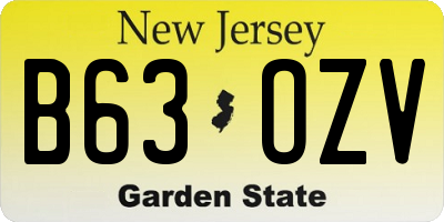 NJ license plate B63OZV