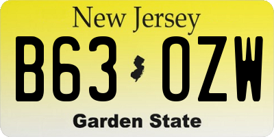 NJ license plate B63OZW
