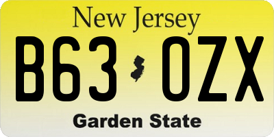 NJ license plate B63OZX