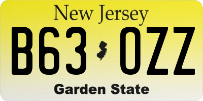 NJ license plate B63OZZ