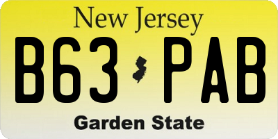 NJ license plate B63PAB