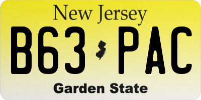 NJ license plate B63PAC