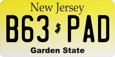 NJ license plate B63PAD