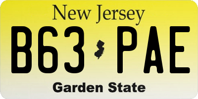 NJ license plate B63PAE