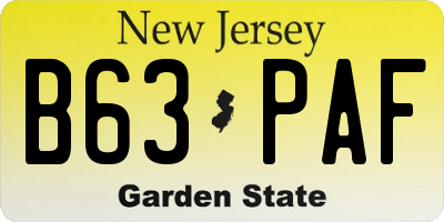 NJ license plate B63PAF