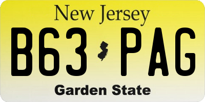NJ license plate B63PAG
