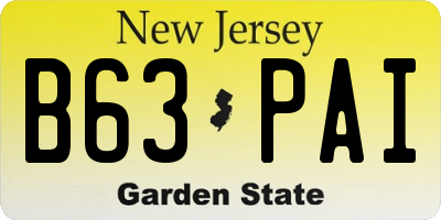 NJ license plate B63PAI