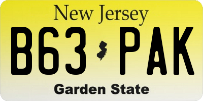 NJ license plate B63PAK