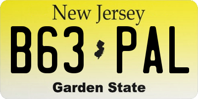 NJ license plate B63PAL