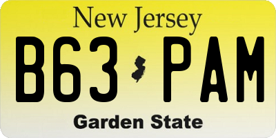 NJ license plate B63PAM