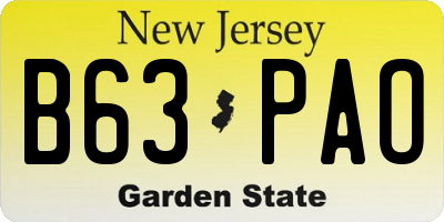 NJ license plate B63PAO