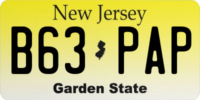 NJ license plate B63PAP