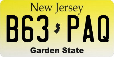 NJ license plate B63PAQ