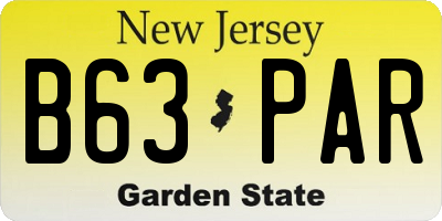 NJ license plate B63PAR