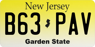 NJ license plate B63PAV