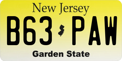 NJ license plate B63PAW