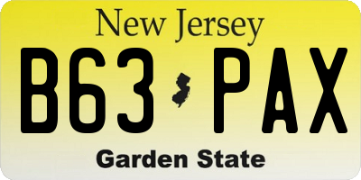 NJ license plate B63PAX