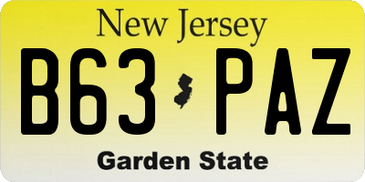 NJ license plate B63PAZ