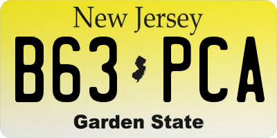NJ license plate B63PCA