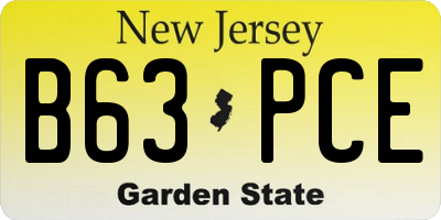 NJ license plate B63PCE