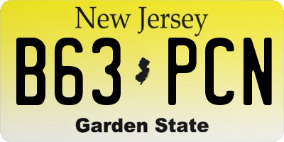 NJ license plate B63PCN