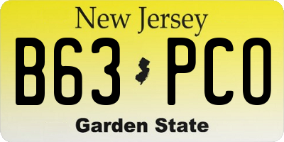 NJ license plate B63PCO