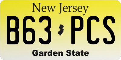 NJ license plate B63PCS