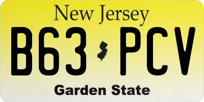 NJ license plate B63PCV