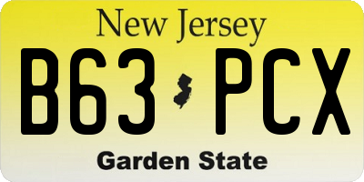 NJ license plate B63PCX