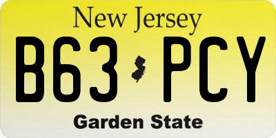 NJ license plate B63PCY