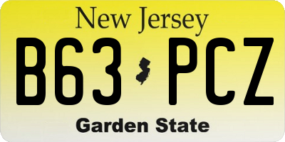 NJ license plate B63PCZ
