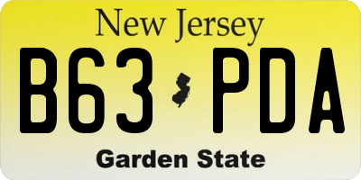 NJ license plate B63PDA