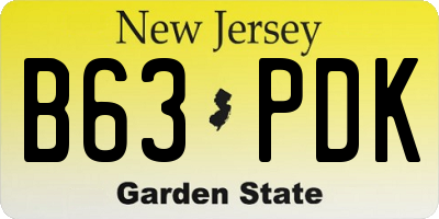 NJ license plate B63PDK