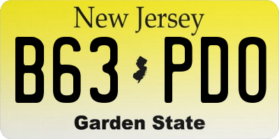 NJ license plate B63PDO