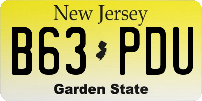 NJ license plate B63PDU