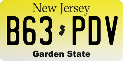 NJ license plate B63PDV