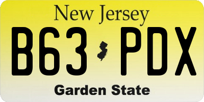 NJ license plate B63PDX