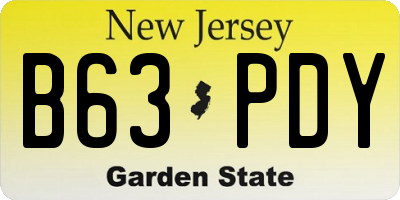 NJ license plate B63PDY