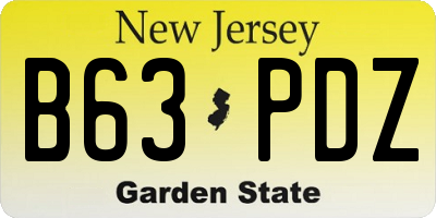 NJ license plate B63PDZ