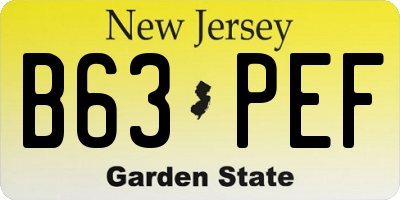 NJ license plate B63PEF