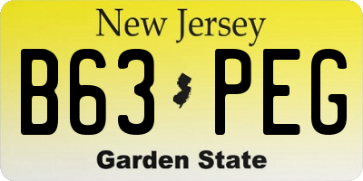 NJ license plate B63PEG