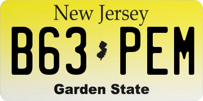 NJ license plate B63PEM
