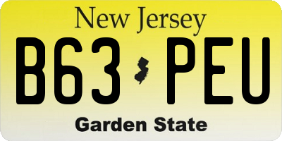 NJ license plate B63PEU
